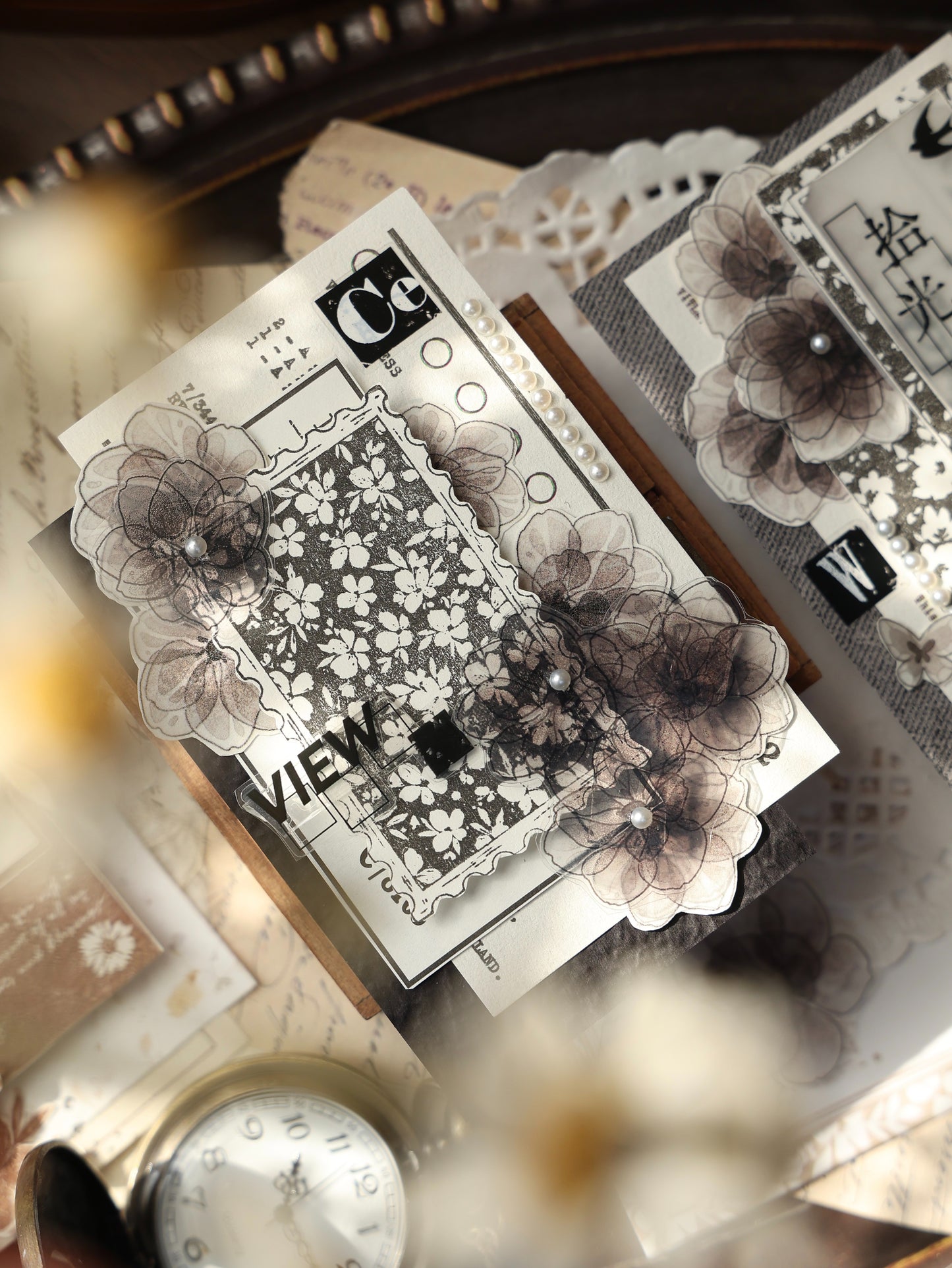 YiEr Vol16【Shadow Flower】Floral Washi Tape and PET Stickers