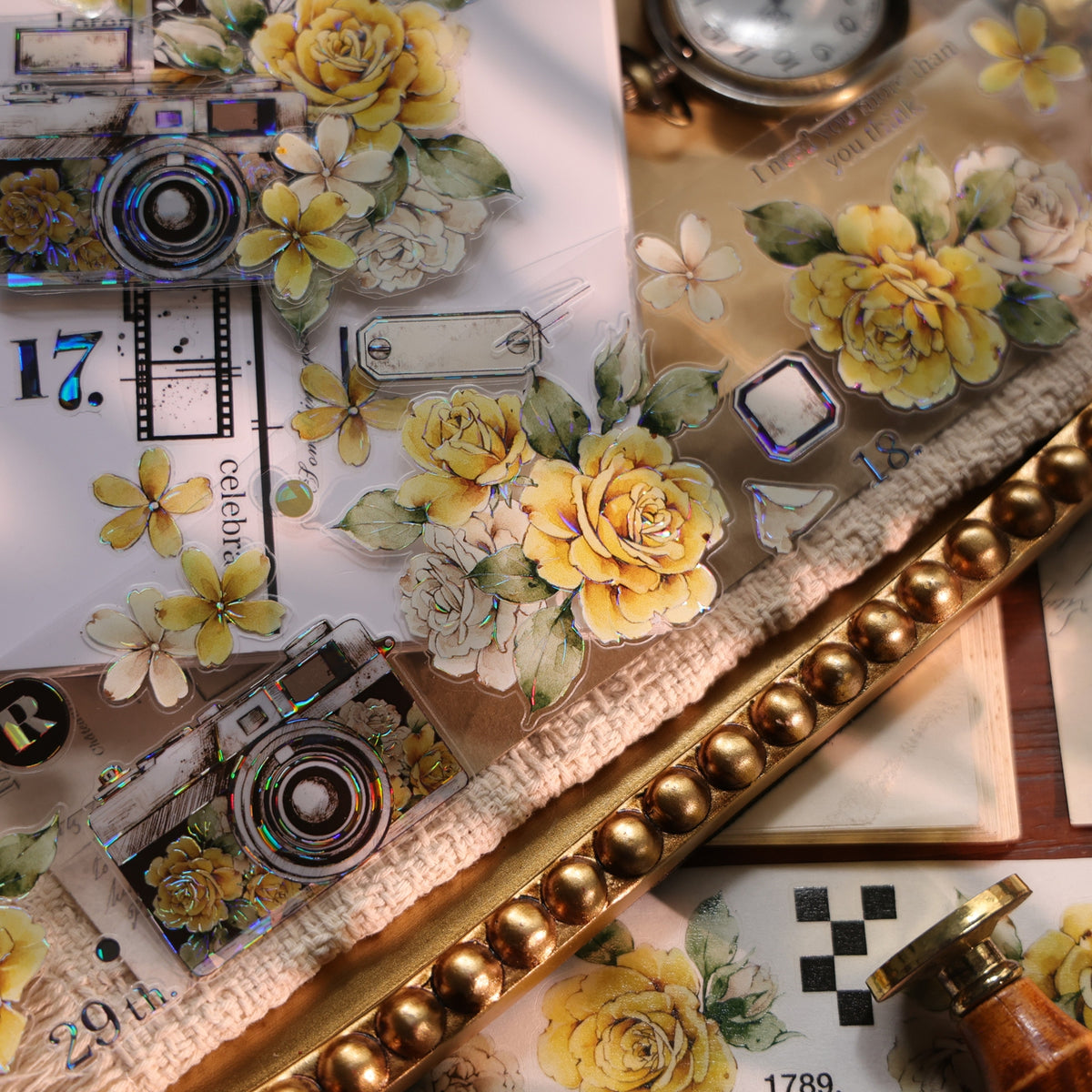 YiEr Vol18【Yellowed Letter Paper】Pre-cut Orginal Design Follower Washi Tape and PET Stickers