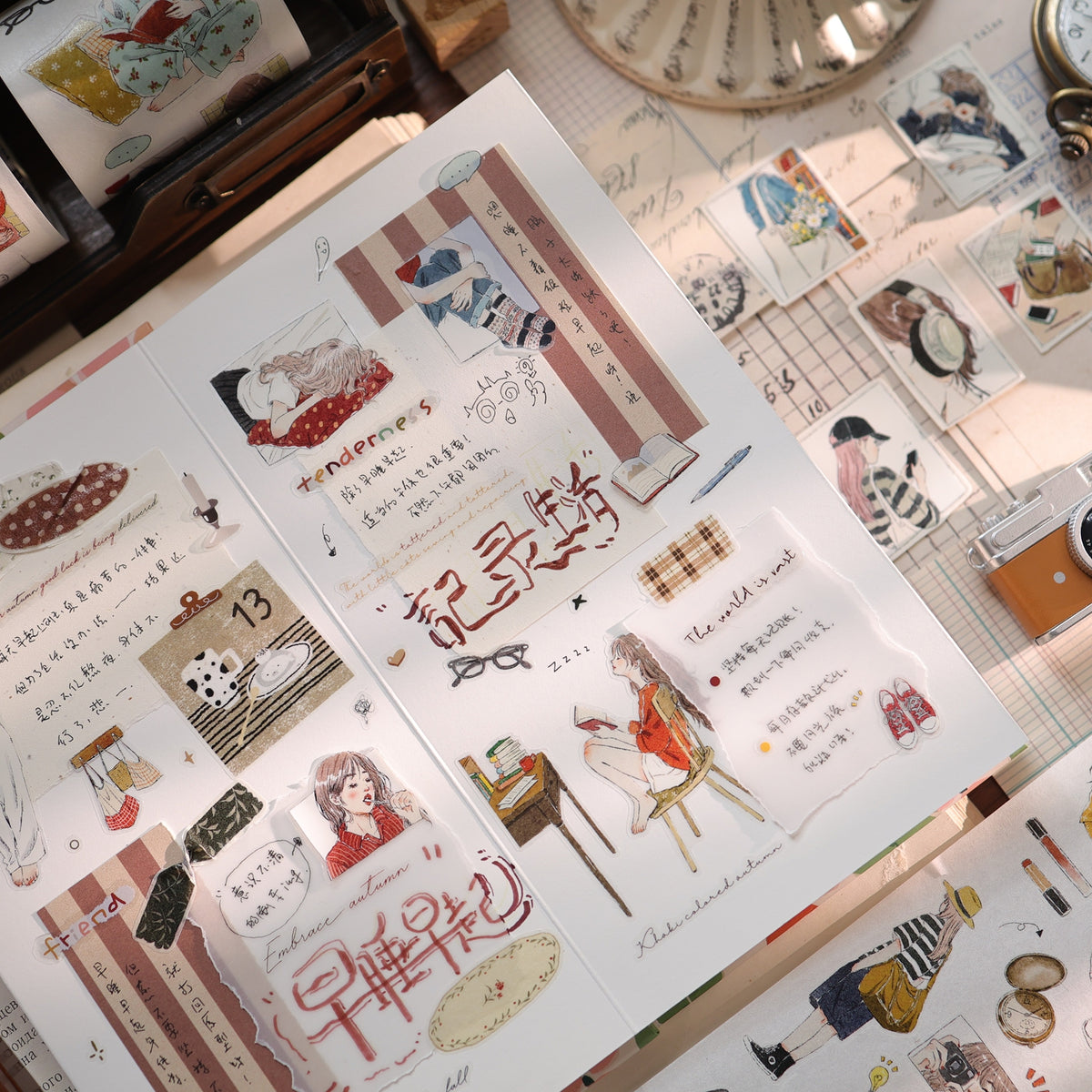 YiEr Vol18【Slow Daily Life】Salt Series Pre-cut Orginal Design Travel Character Storyboard Washi Tape and PET Stickers