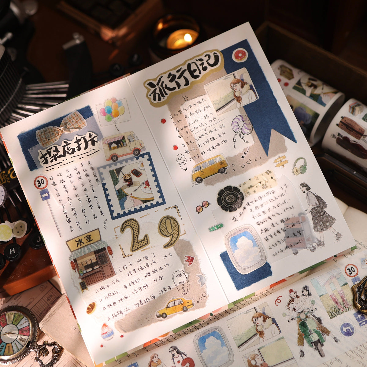 YiEr Vol18【Journey】Salt Series Pre-cut Orginal Design Travel Character Storyboard Washi Tape and PET Stickers