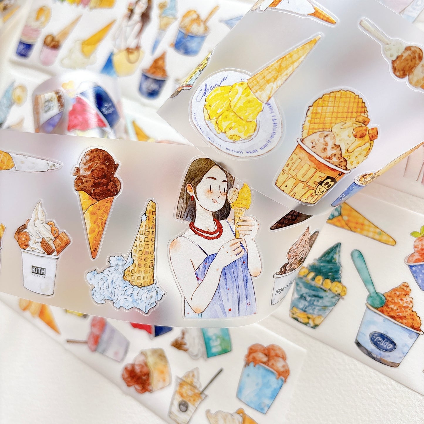 Seahorse Forest Vol11【A65#Icecream】Vintage Delicious Sweets Original Design Pre-Cut Washi/PET Tape Stickers,for Scrapbook Supplies,Junk Journal Supplies