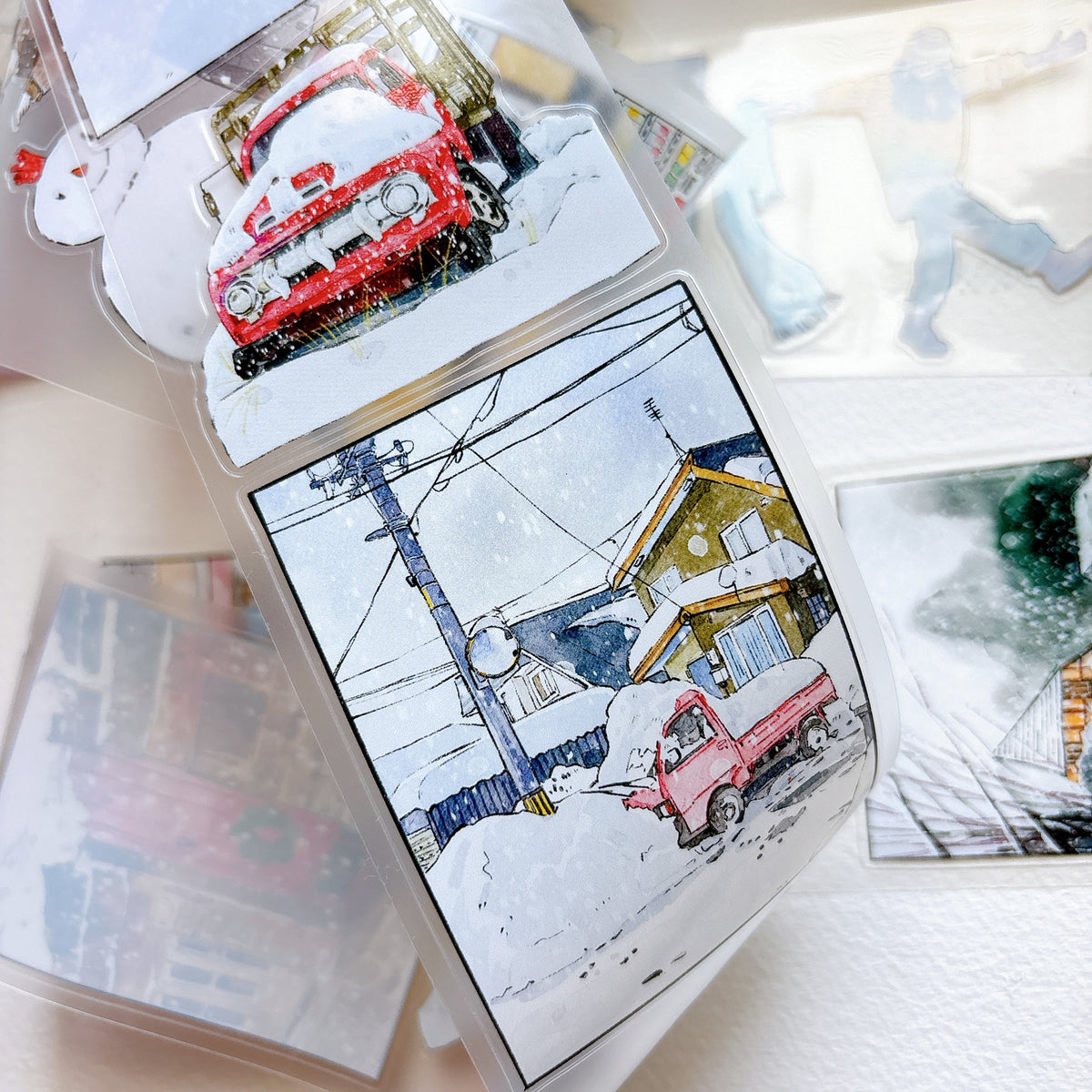 DingDing Vol.17【65#There is Winter】Original Design Pre-Cut Washi/PET Tape Stickers,for Scrapbook Supplies,Journaling,Junk Journal,Bullet Journal,Planner Stickers