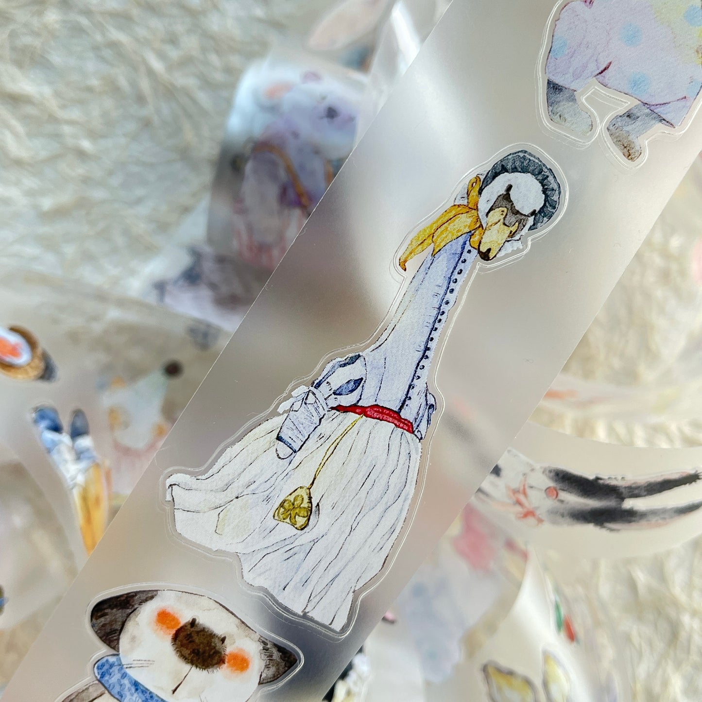 DingDing Vol13【46#Ragdoll】Kiss-cut Washi Pet Tape,Original Vintage Design for Scrapbooks Supplies,Junk Journal,Planner Stickers