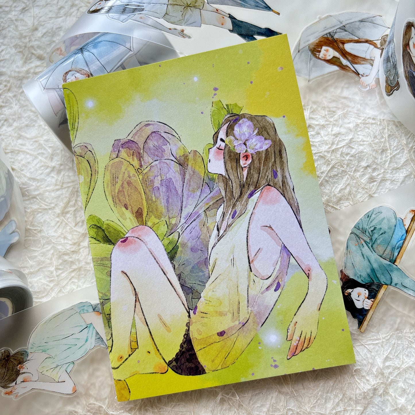 DingDing Vol9【8 Pcs 9*12.5cm Person Cover Travel Notebook】,Washi Sticker Book,Passport, Blank Inner Pages,for Junk Journal,Journaling,Scrapbooking