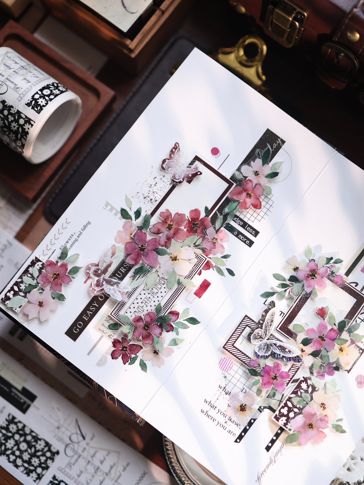 YiEr Vol18【Old Page Notes】Pre-cut Orginal Design Base Text Border Washi Tape and PET Stickers