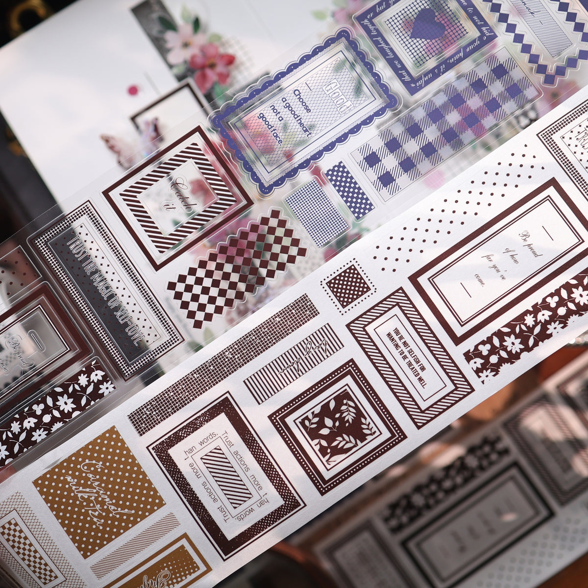YiEr Vol18【A Brief Sketch】Pre-cut Orginal Design Base Border Washi Tape and PET Stickers
