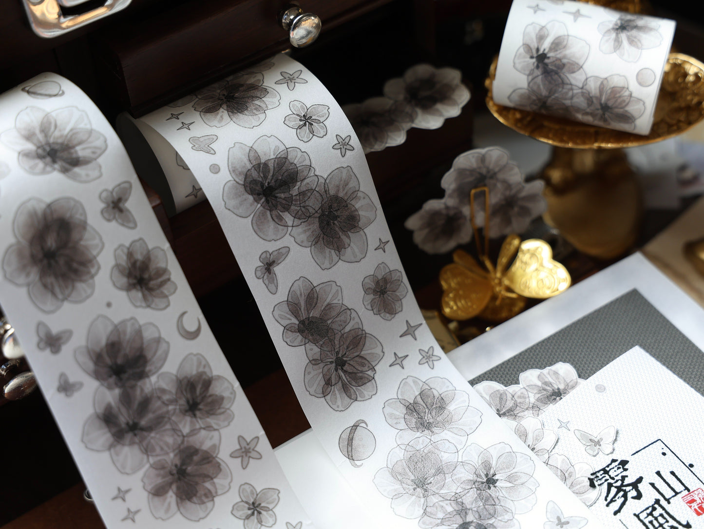YiEr Vol16【Shadow Flower】Floral Washi Tape and PET Stickers
