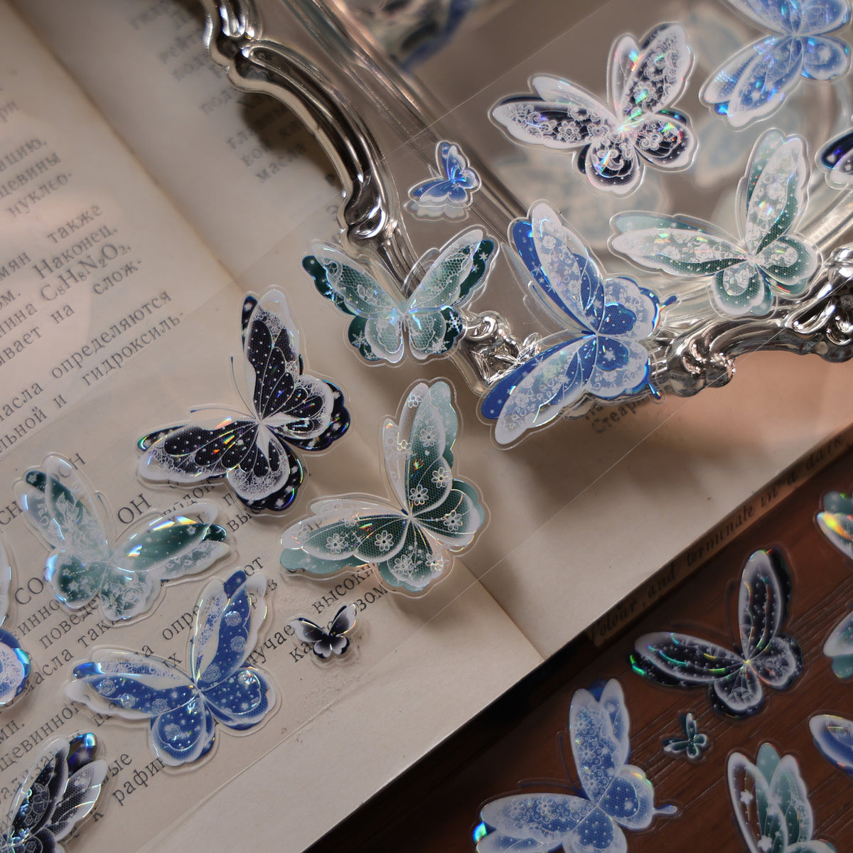 YiEr Vol18【Glasswing Butterfly】Pre-cut Orginal Design Butterfly Washi Tape and PET Stickers