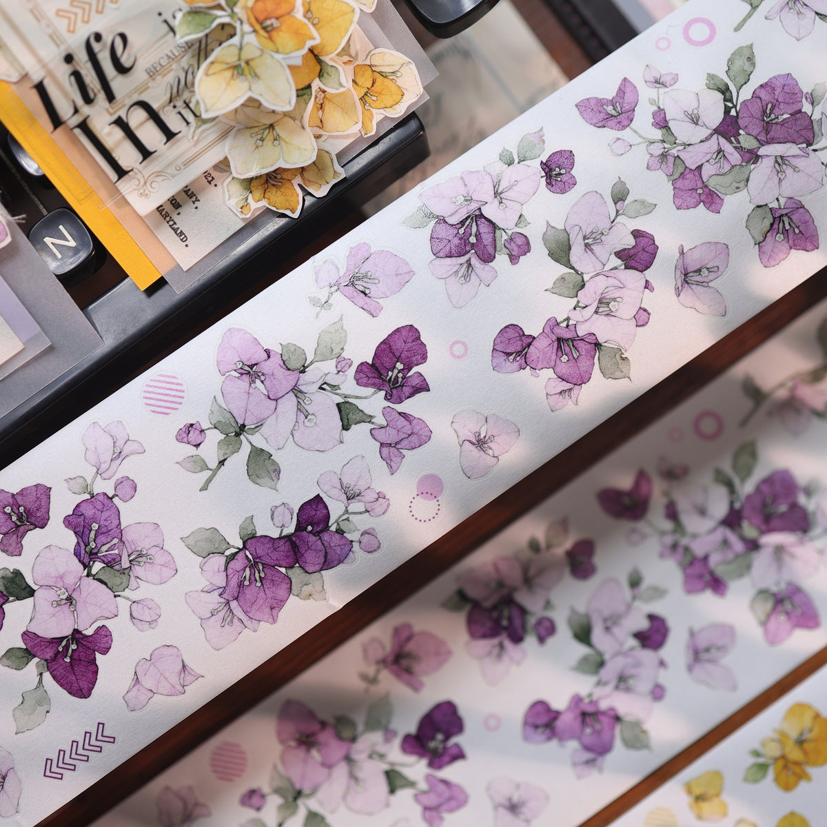 YiEr Vol18【Bougainvillea】Pre-cut Orginal Design Follower Washi Tape and PET Stickers