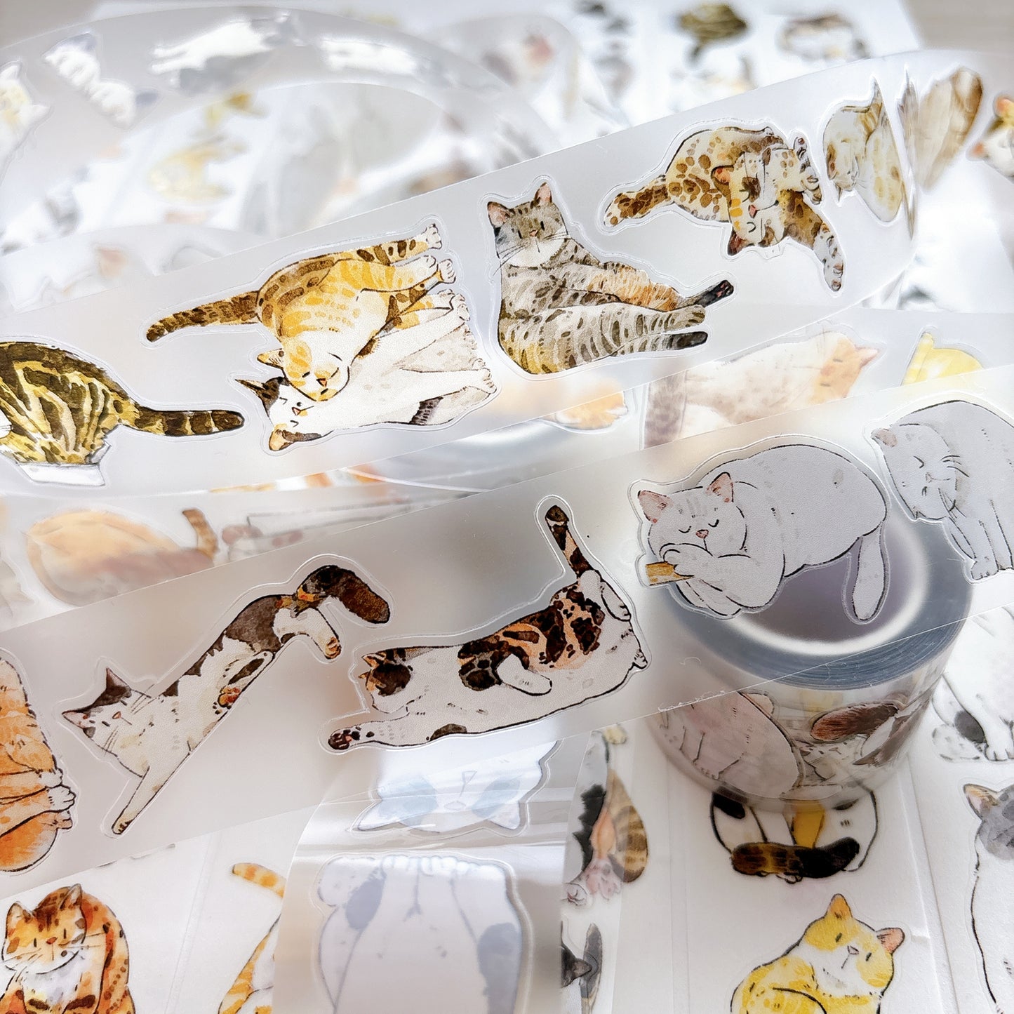 Seahorse Forest Vol11【A62#Mimi】Vintage Cat Original Design Pre-Cut Washi/PET Tape Stickers,for Scrapbook Supplies,Junk Journal Supplies