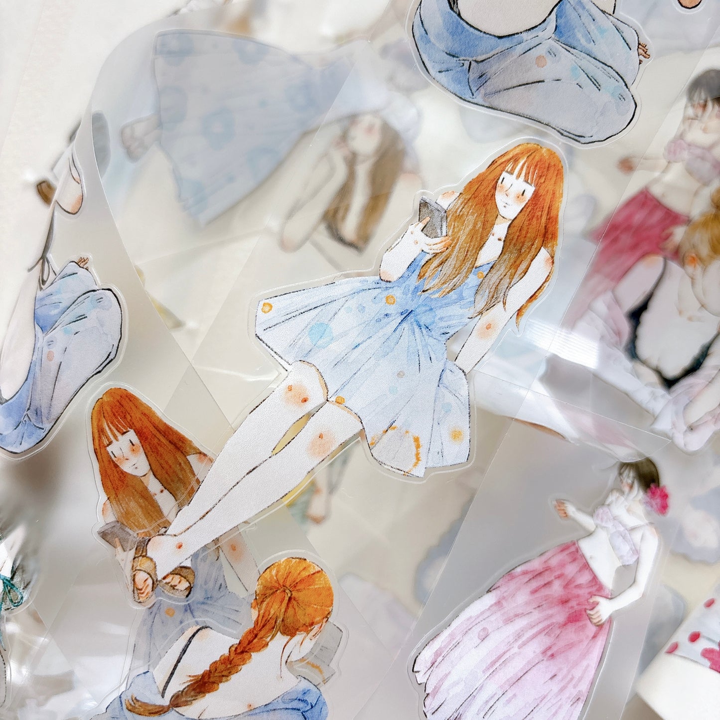 Seahorse Forest Vol11【A61#A Touch of Coolness】Vintage Scene Original Design Pre-Cut Washi/PET Tape Stickers,for Scrapbook Supplies,Junk Journal Supplies