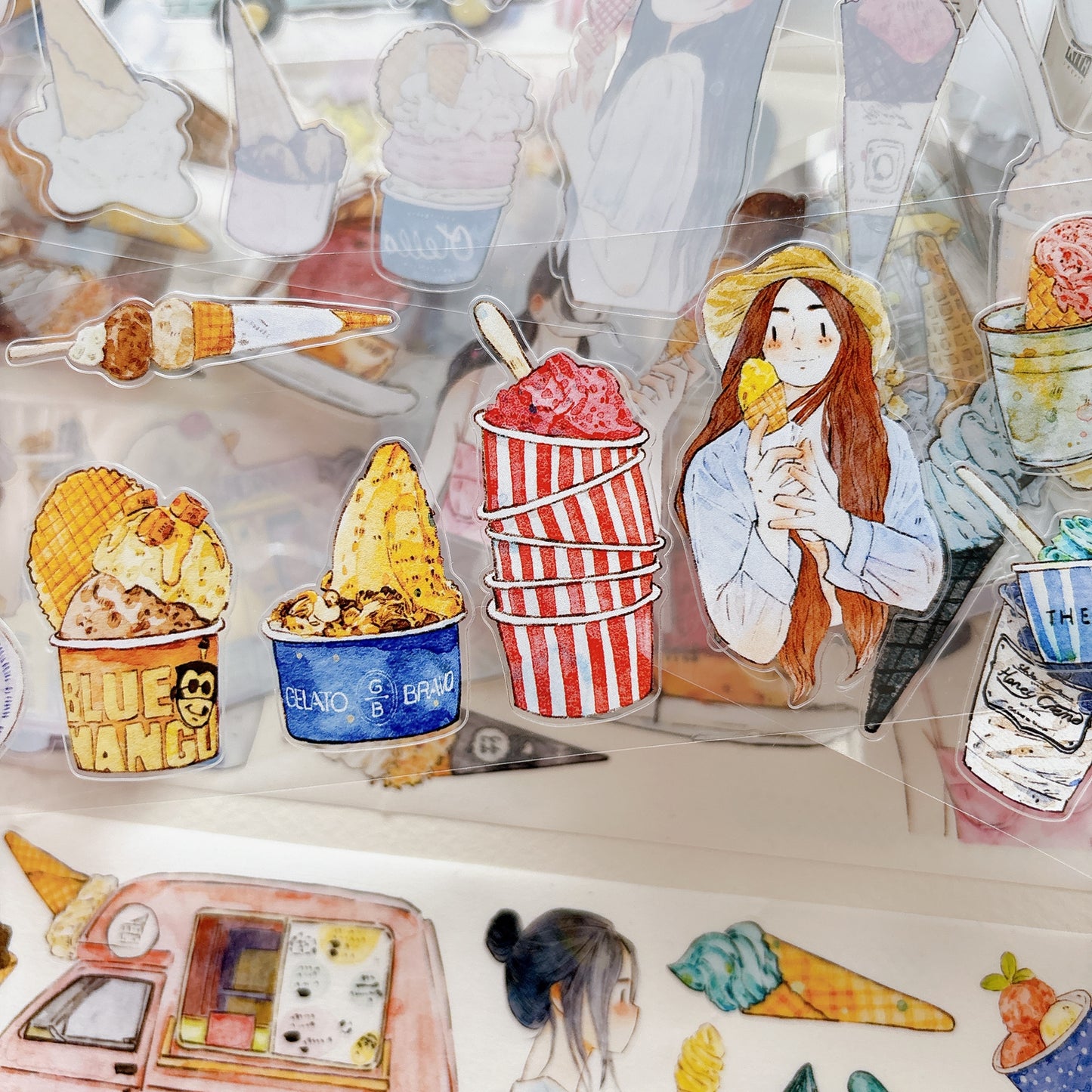 Seahorse Forest Vol11【A65#Icecream】Vintage Delicious Sweets Original Design Pre-Cut Washi/PET Tape Stickers,for Scrapbook Supplies,Junk Journal Supplies