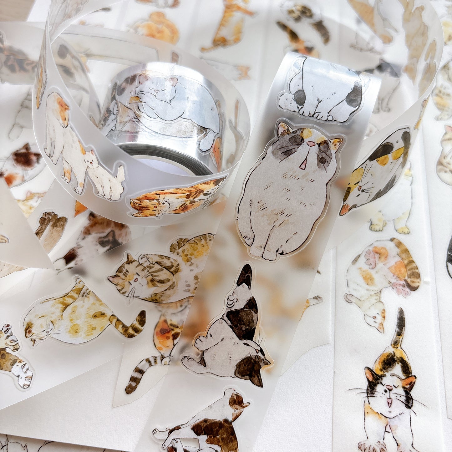 Seahorse Forest Vol11【A62#Mimi】Vintage Cat Original Design Pre-Cut Washi/PET Tape Stickers,for Scrapbook Supplies,Junk Journal Supplies