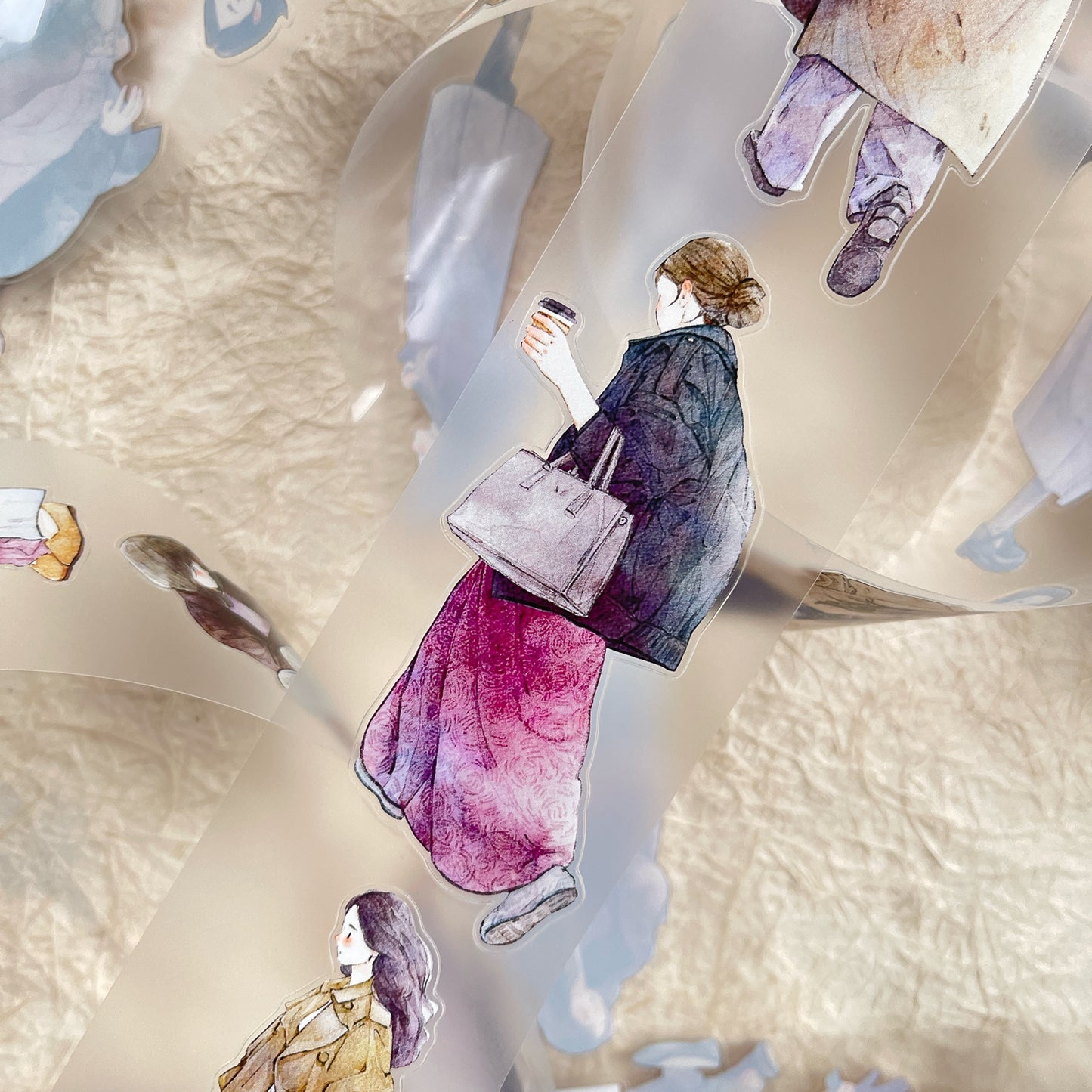 DingDing Washi Tape Set-2 Rolls(44+45) Washi/PET Tape Stickers,Original Designs,Fashion Characters Figures for Scrapbooks Supplies,Journaling,Junk Journal,Bullet Journals,Planners