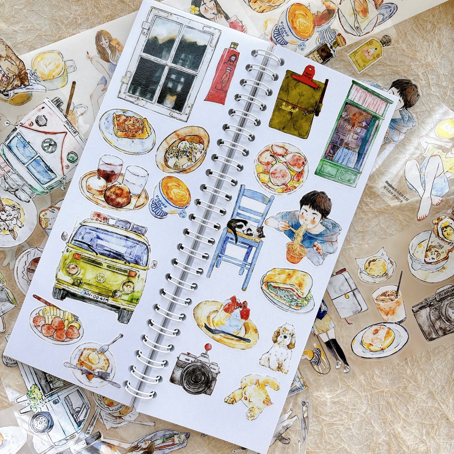 Seahorse Forest Vol11【A58#Leisure Time】Vintage Scene Original Design Pre-Cut Washi/PET Tape Stickers,for Scrapbook Supplies,Junk Journal Supplies