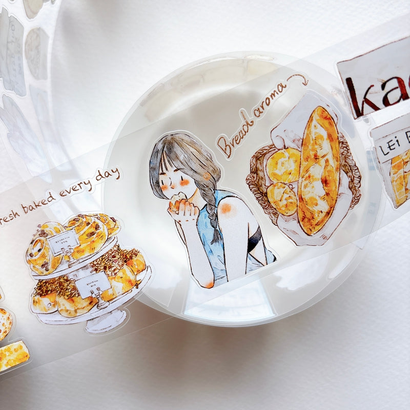 Seahorse Forest Vol.12【A69#Bread Woman】Vintage Delicious Sweets Bread Original Design Pre-Cut Washi/PET Tape Stickers,for Scrapbook Supplies,Junk Journal Supplies