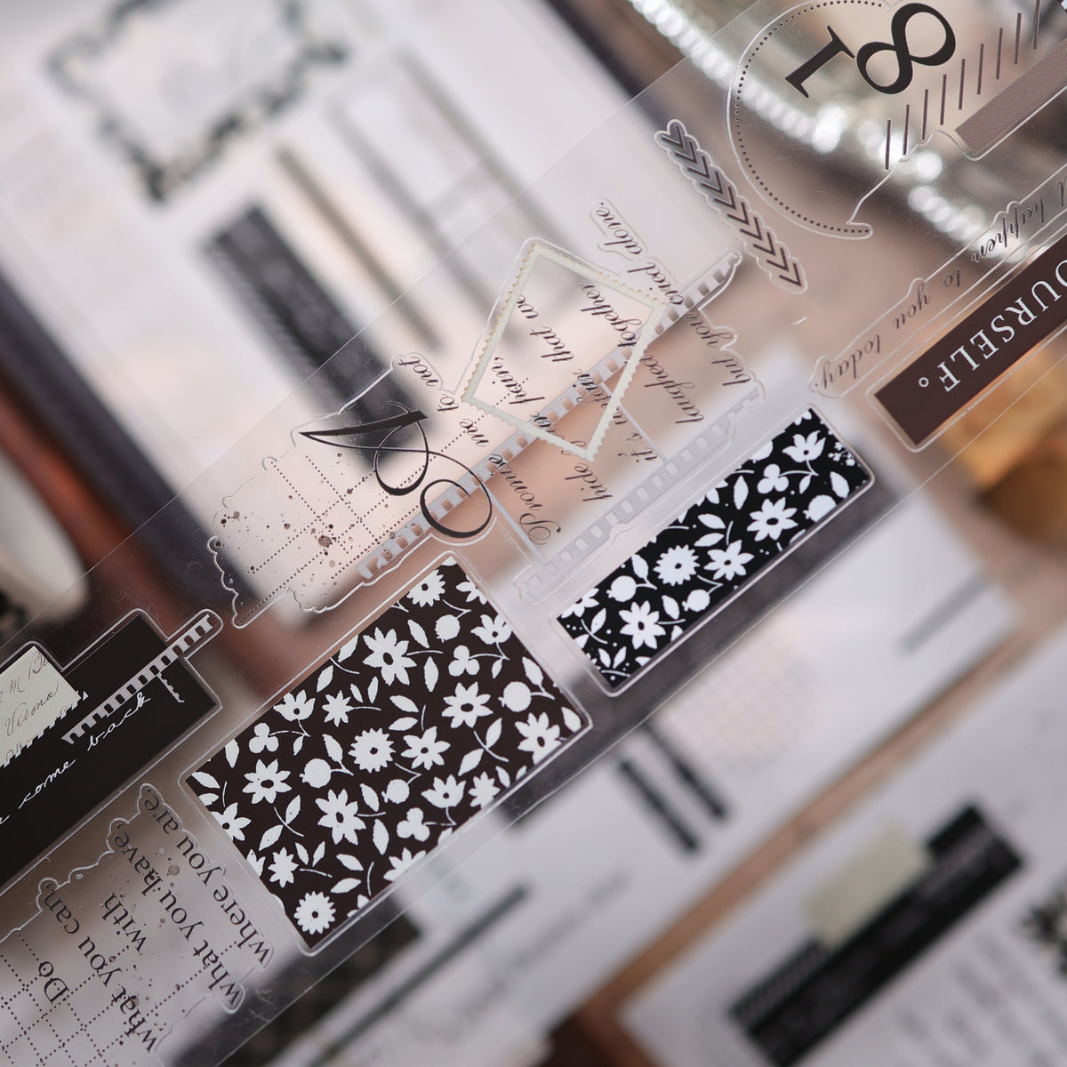 YiEr Vol18【Old Page Notes】Pre-cut Orginal Design Base Text Border Washi Tape and PET Stickers