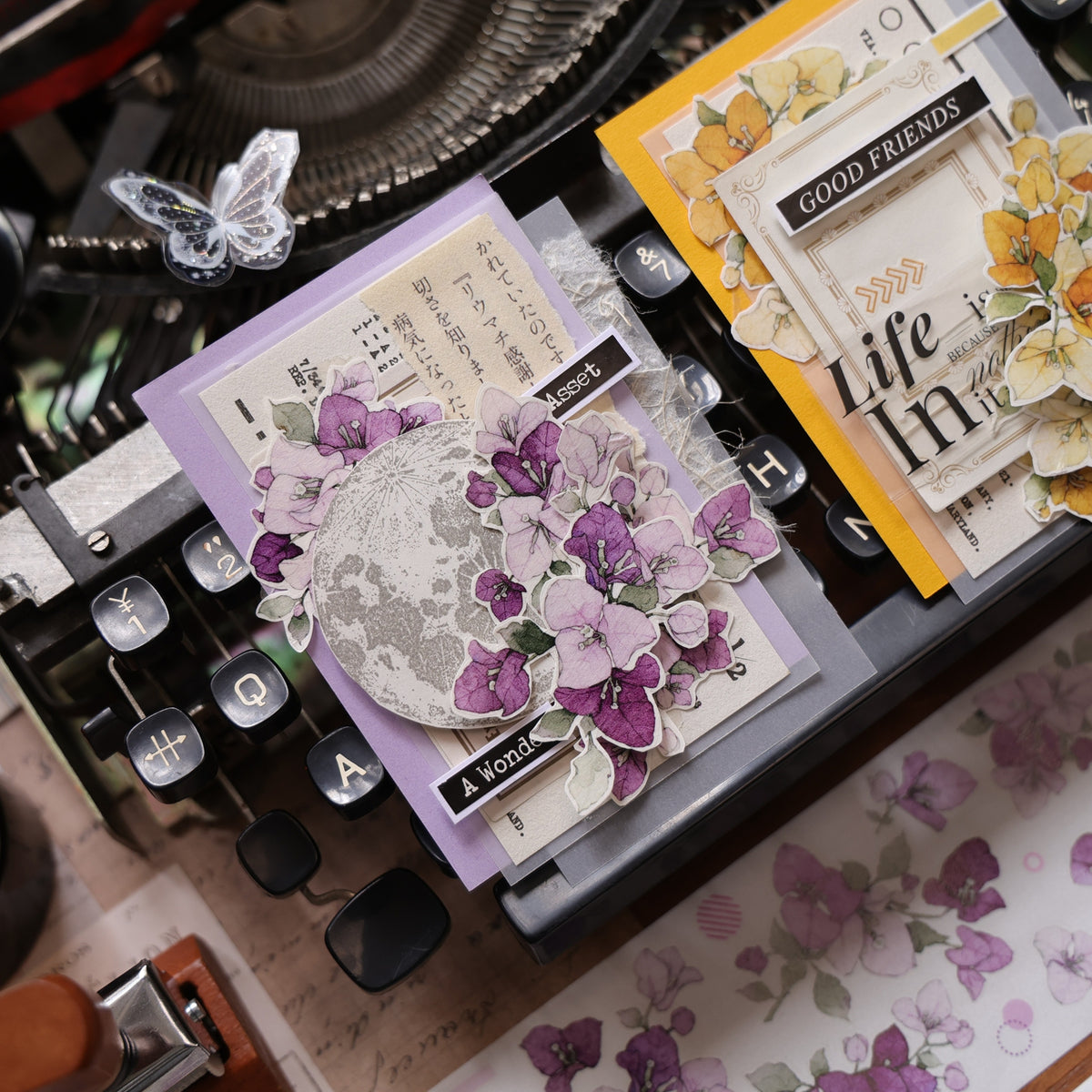 YiEr Vol18【Bougainvillea】Pre-cut Orginal Design Follower Washi Tape and PET Stickers