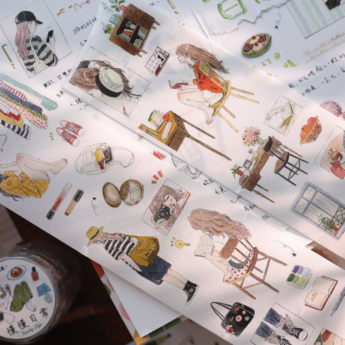 YiEr Vol18【Slow Daily Life】Salt Series Pre-cut Orginal Design Travel Character Storyboard Washi Tape and PET Stickers