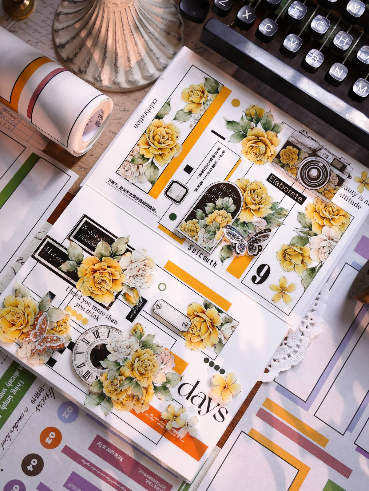 YiEr Vol18【Yellowed Letter Paper】Pre-cut Orginal Design Follower Washi Tape and PET Stickers