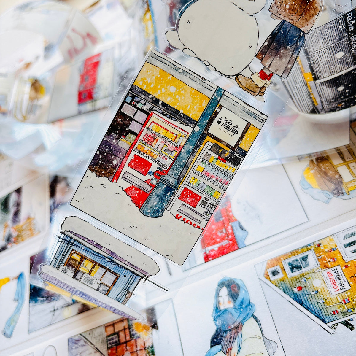 DingDing Vol.17【65#There is Winter】Original Design Pre-Cut Washi/PET Tape Stickers,for Scrapbook Supplies,Journaling,Junk Journal,Bullet Journal,Planner Stickers