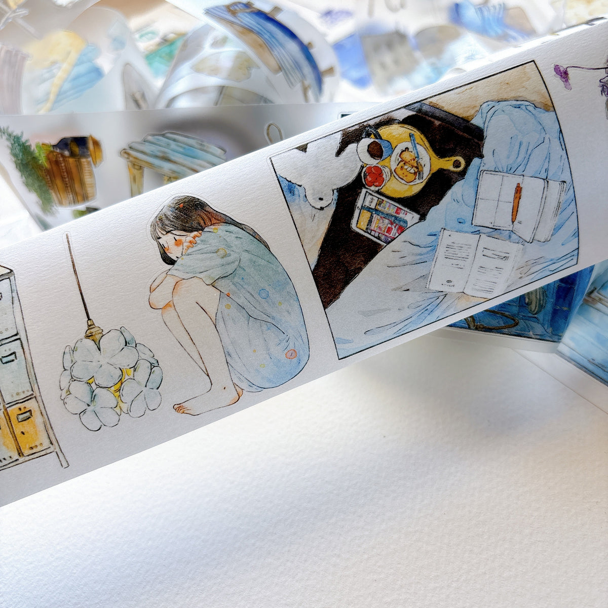 DingDing Vol.17【66#There is a Nest】Original Character Design Vintage Casualness Girl Washi/PET Tape Stickers, for Scrapbook Supplies,Scrapbook Tape Stickers,Junk Journal Supplies