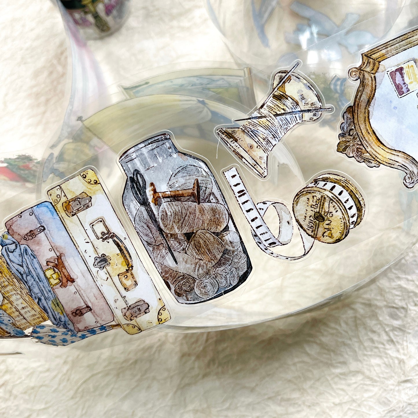 DingDing Vol12【45#Time Imprint】Original Design Pre-Cut Washi/PET Tape Stickers,for Scrapbook Supplies,Journaling,Junk Journal,Bullet Journal,Planner Stickers