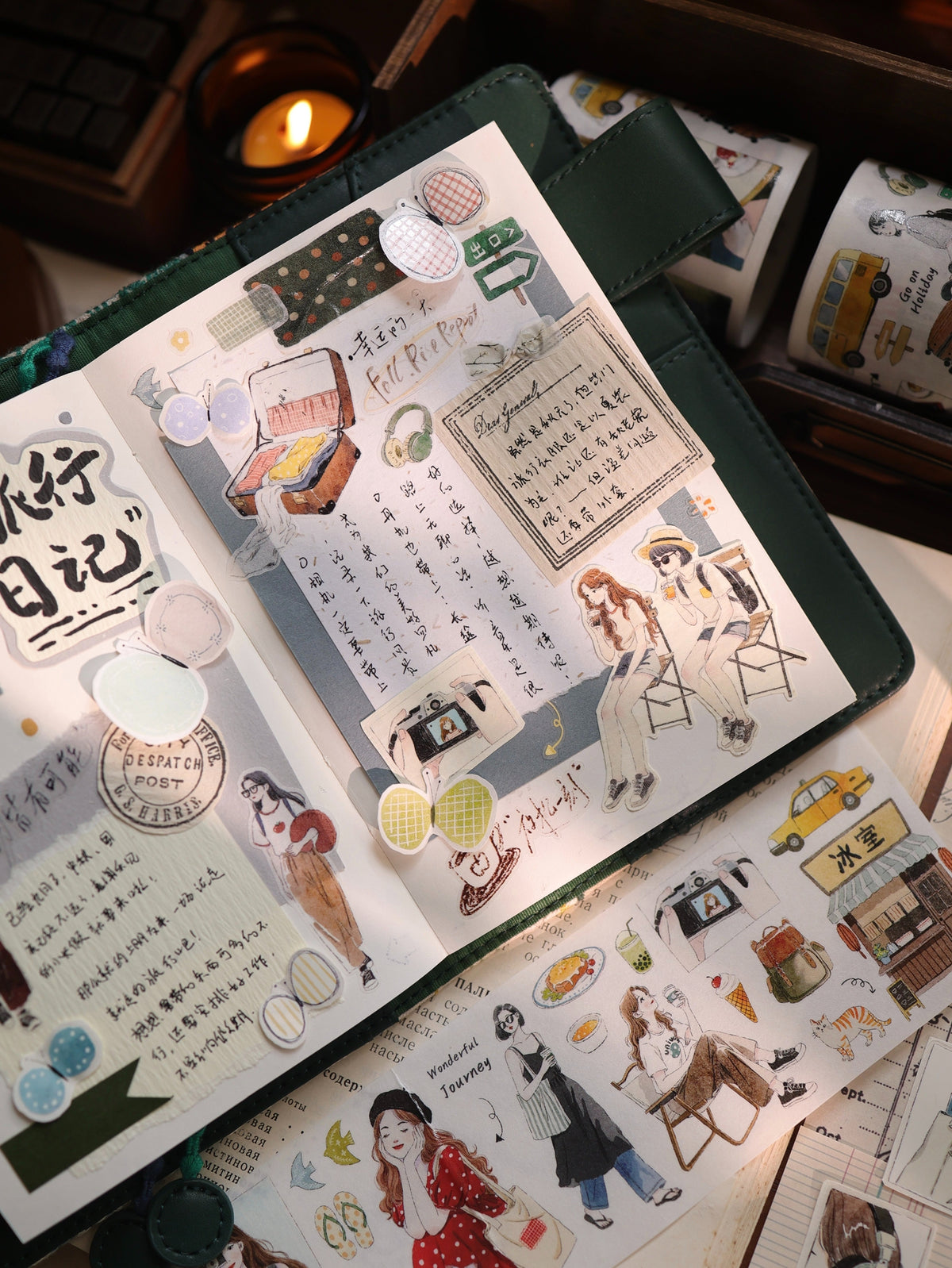 YiEr Vol18【Journey】Salt Series Pre-cut Orginal Design Travel Character Storyboard Washi Tape and PET Stickers