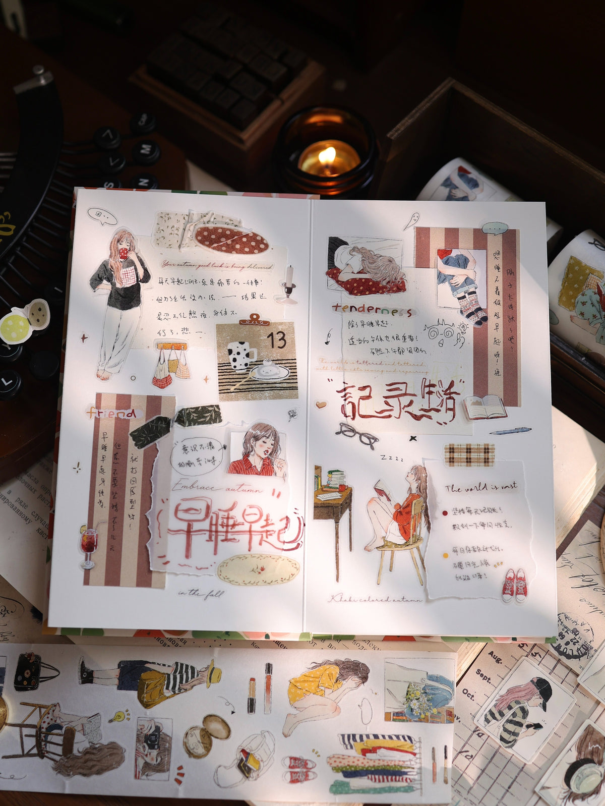 YiEr Vol18【Slow Daily Life】Salt Series Pre-cut Orginal Design Travel Character Storyboard Washi Tape and PET Stickers