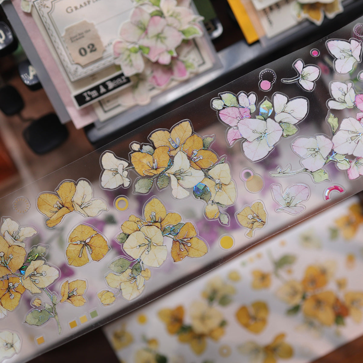 YiEr Vol18【Bougainvillea】Pre-cut Orginal Design Follower Washi Tape and PET Stickers
