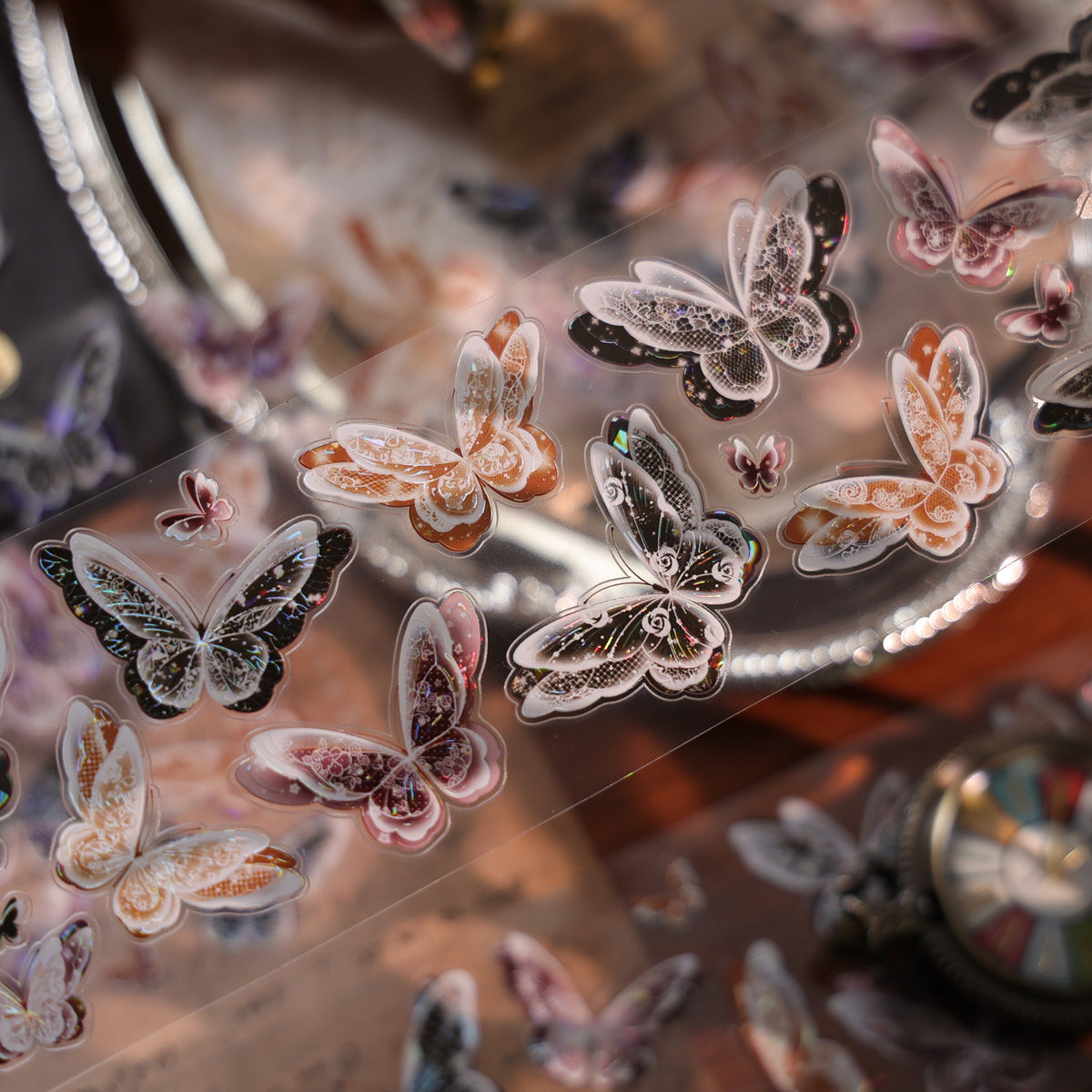 YiEr Vol18【Glasswing Butterfly】Pre-cut Orginal Design Butterfly Washi Tape and PET Stickers