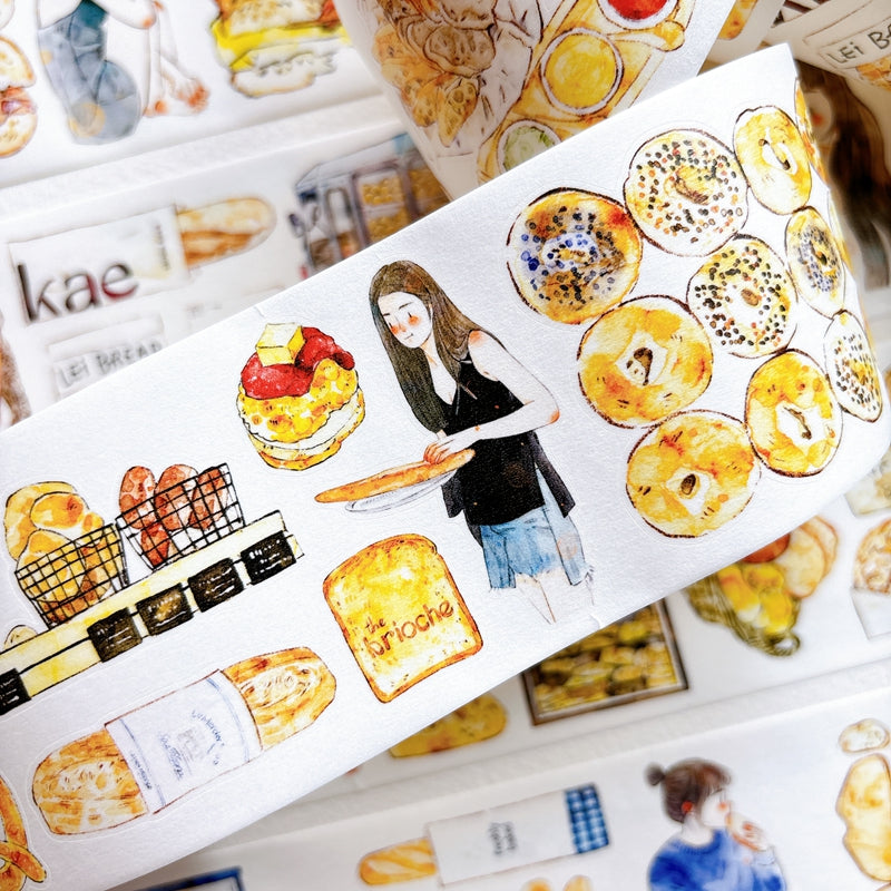 Seahorse Forest Vol.12【A69#Bread Woman】Vintage Delicious Sweets Bread Original Design Pre-Cut Washi/PET Tape Stickers,for Scrapbook Supplies,Junk Journal Supplies