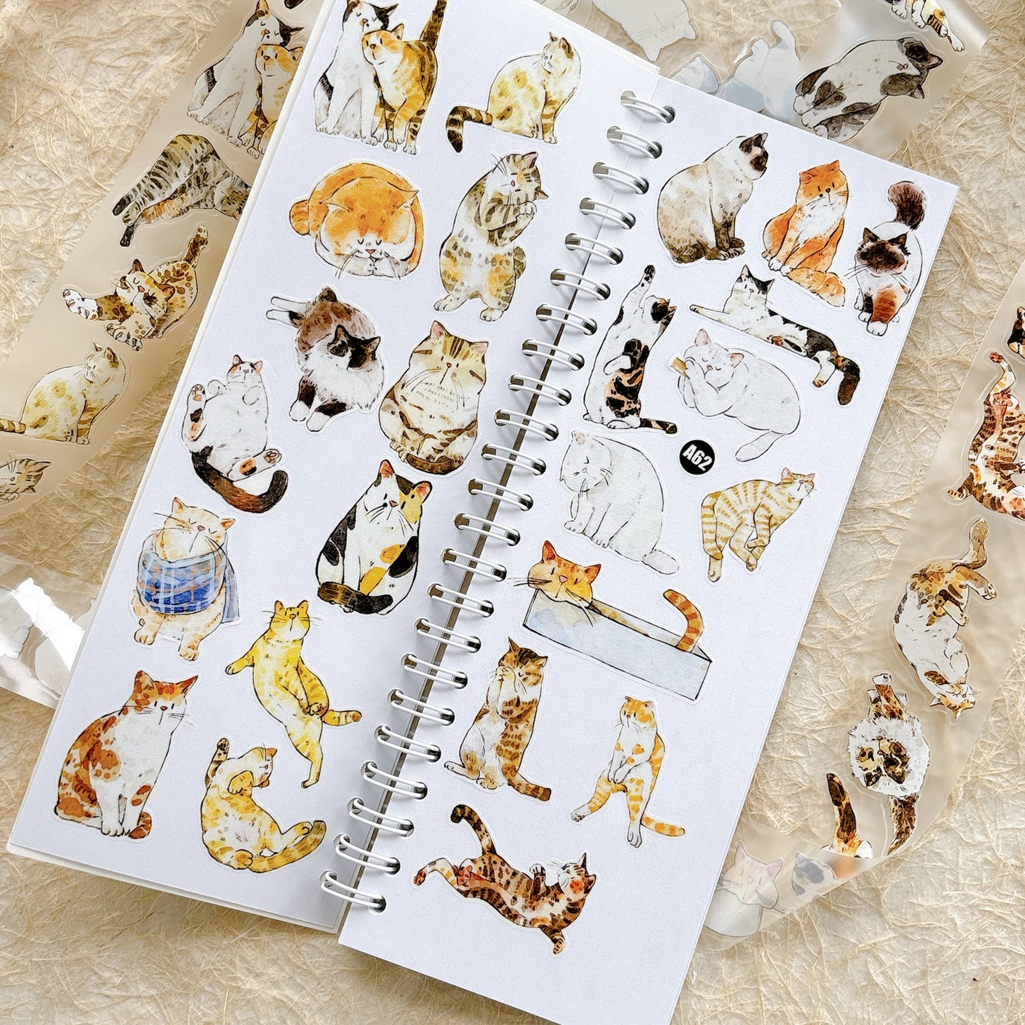 Seahorse Forest Vol11【A62#Mimi】Vintage Cat Original Design Pre-Cut Washi/PET Tape Stickers,for Scrapbook Supplies,Junk Journal Supplies