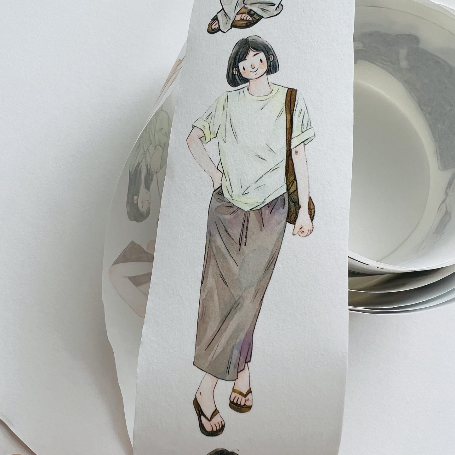 DingDing Vol3【8#Small Wardrobe】Original Character Design Vintage Casualness Girl Washi PET Tape