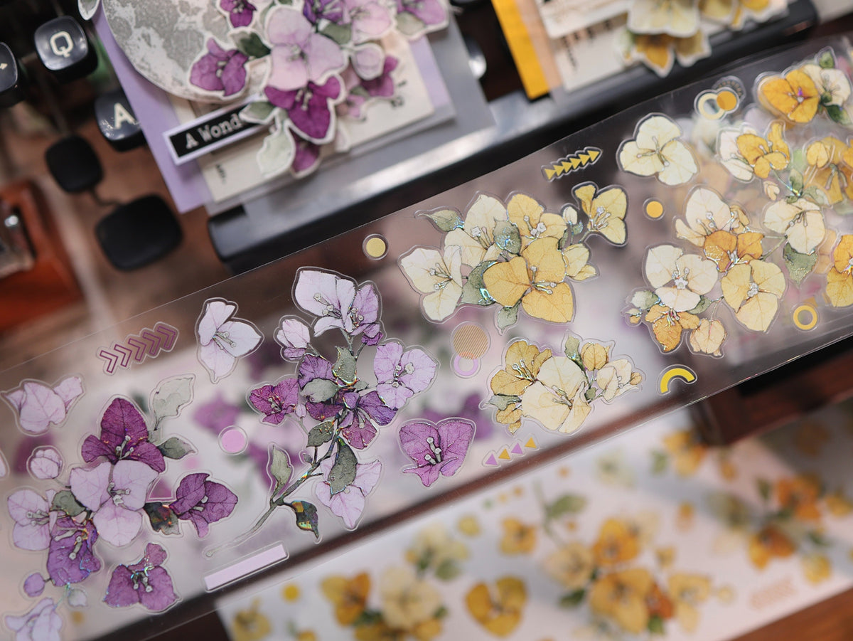YiEr Vol18【Bougainvillea】Pre-cut Orginal Design Follower Washi Tape and PET Stickers