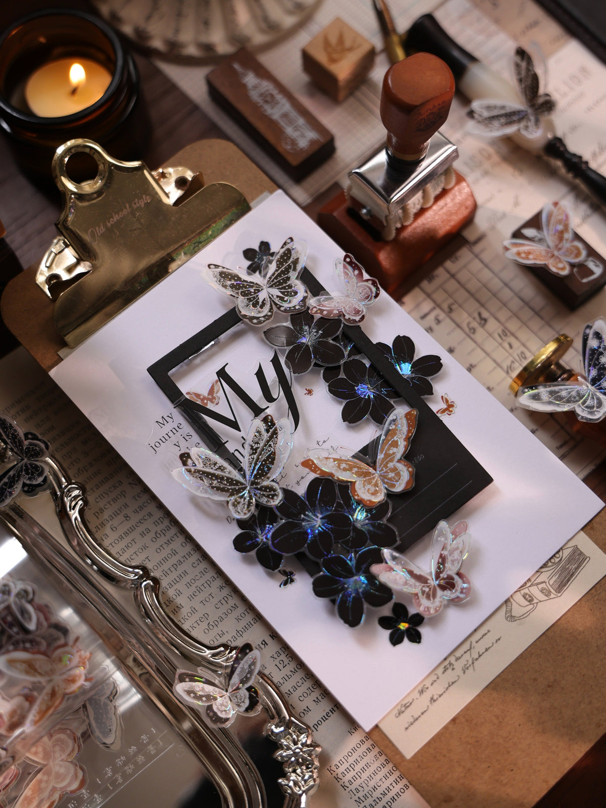 YiEr Vol18【Glasswing Butterfly】Pre-cut Orginal Design Butterfly Washi Tape and PET Stickers