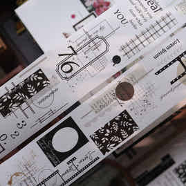 YiEr Vol18【Old Page Notes】Pre-cut Orginal Design Base Text Border Washi Tape and PET Stickers