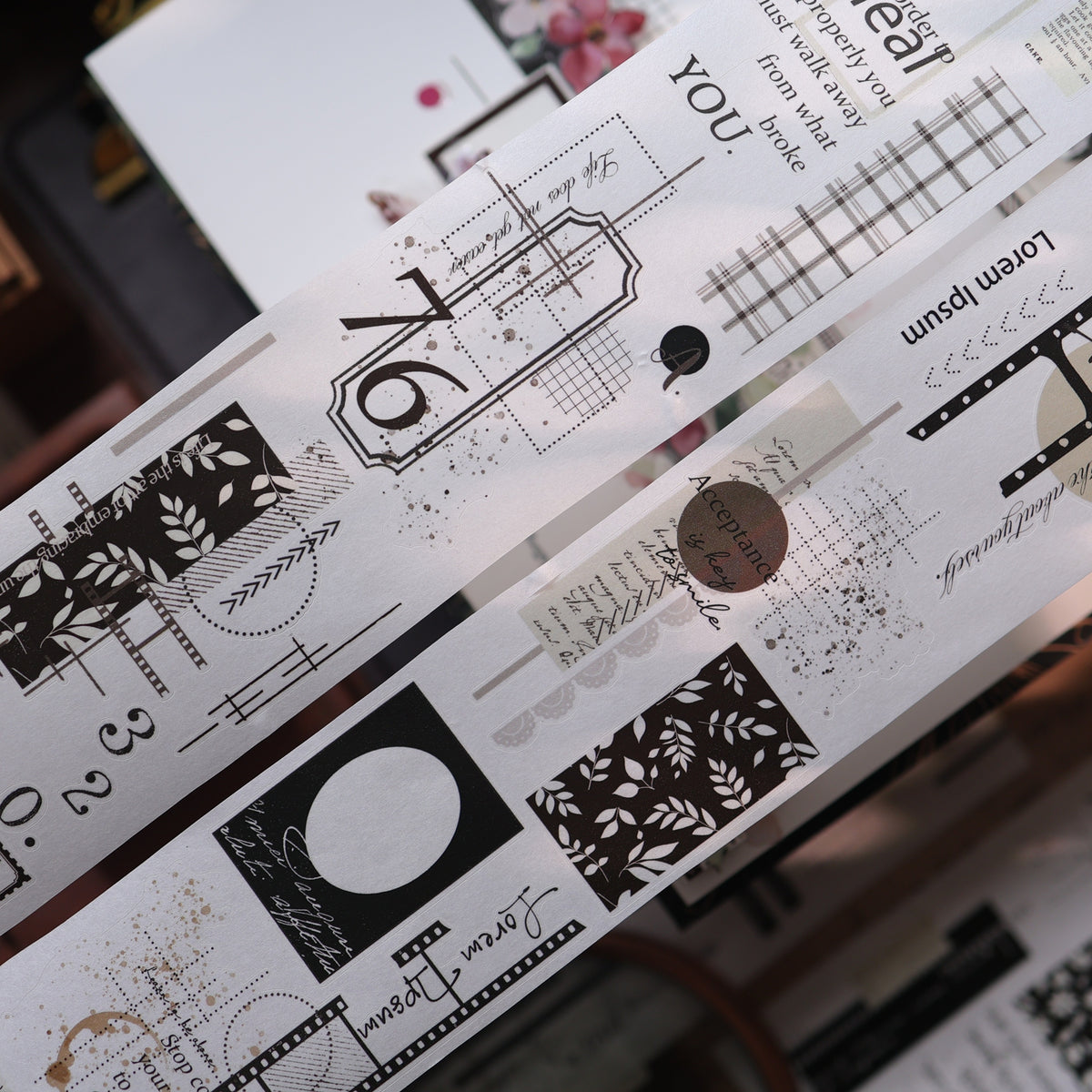 YiEr Vol18【Old Page Notes】Pre-cut Orginal Design Base Text Border Washi Tape and PET Stickers