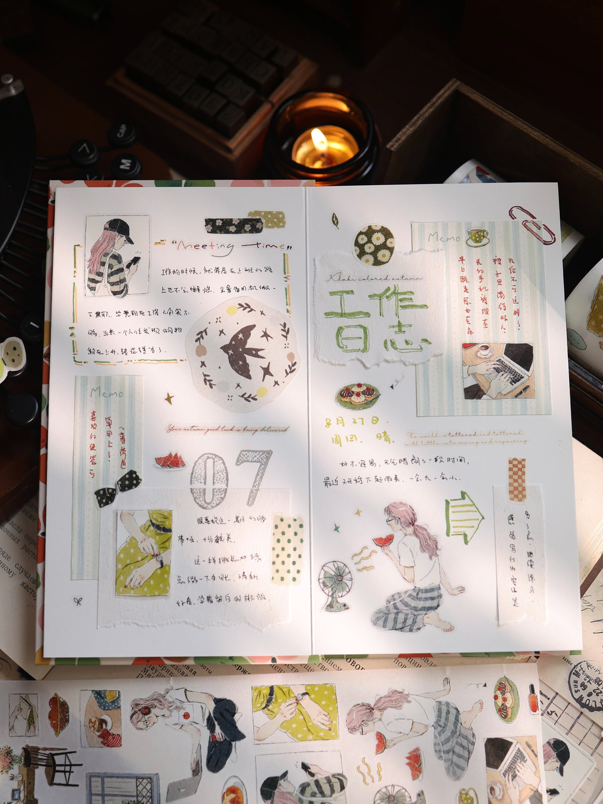 YiEr Vol18【Slow Daily Life】Salt Series Pre-cut Orginal Design Travel Character Storyboard Washi Tape and PET Stickers