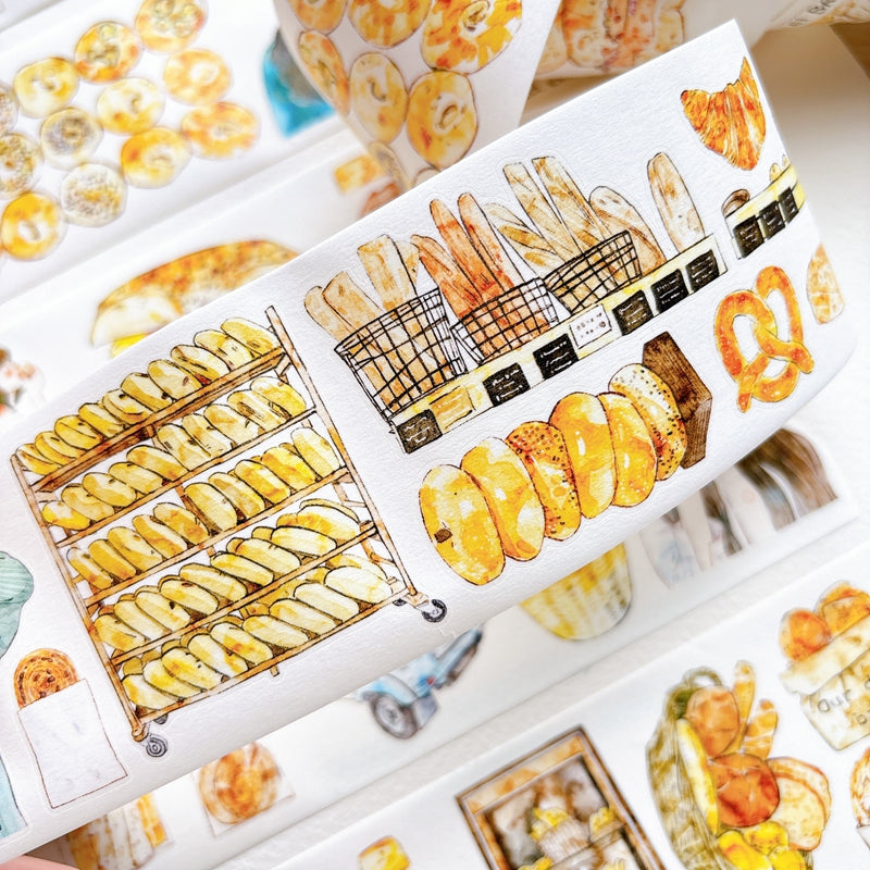 Seahorse Forest Vol.12【A69#Bread Woman】Vintage Delicious Sweets Bread Original Design Pre-Cut Washi/PET Tape Stickers,for Scrapbook Supplies,Junk Journal Supplies