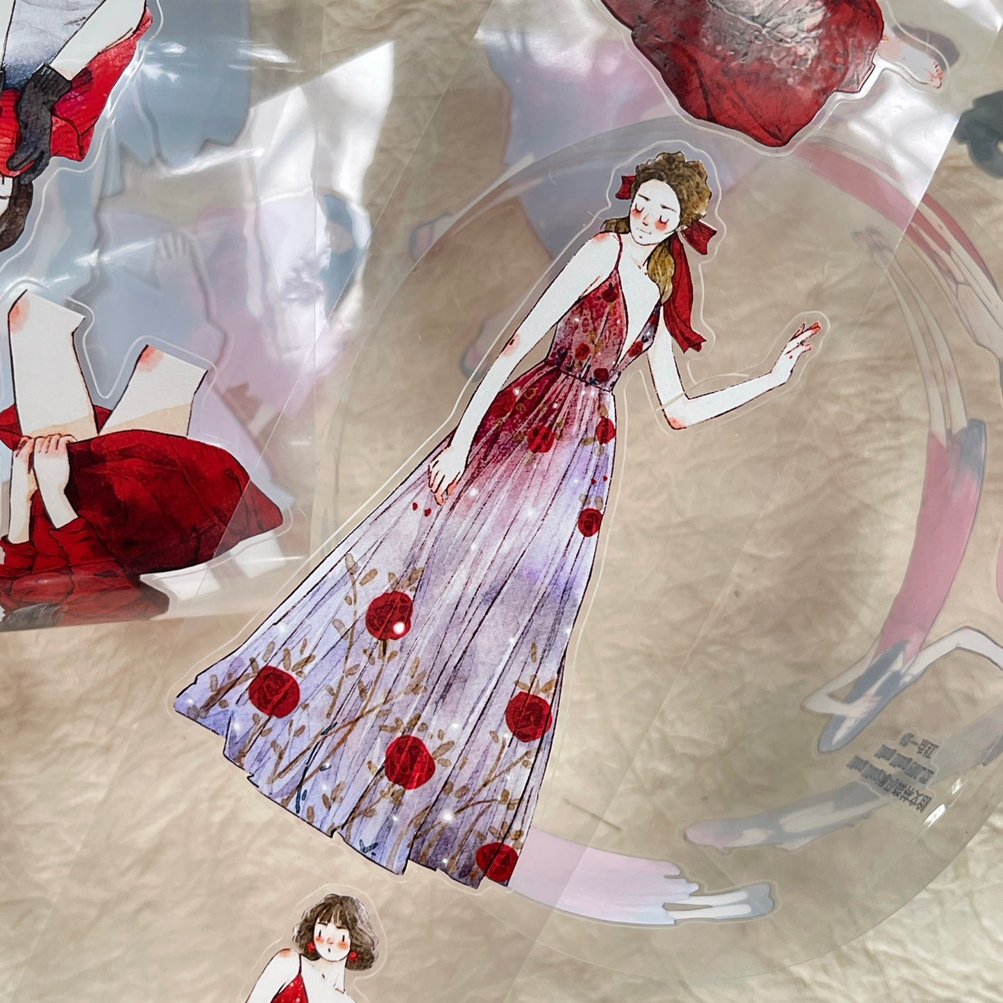 DingDing Vol12【42#A Little Red】Original Design Pre-Cut Washi/PET Tape Stickers,for Scrapbook Supplies,Journaling,Junk Journal,Bullet Journal,Planner Stickers