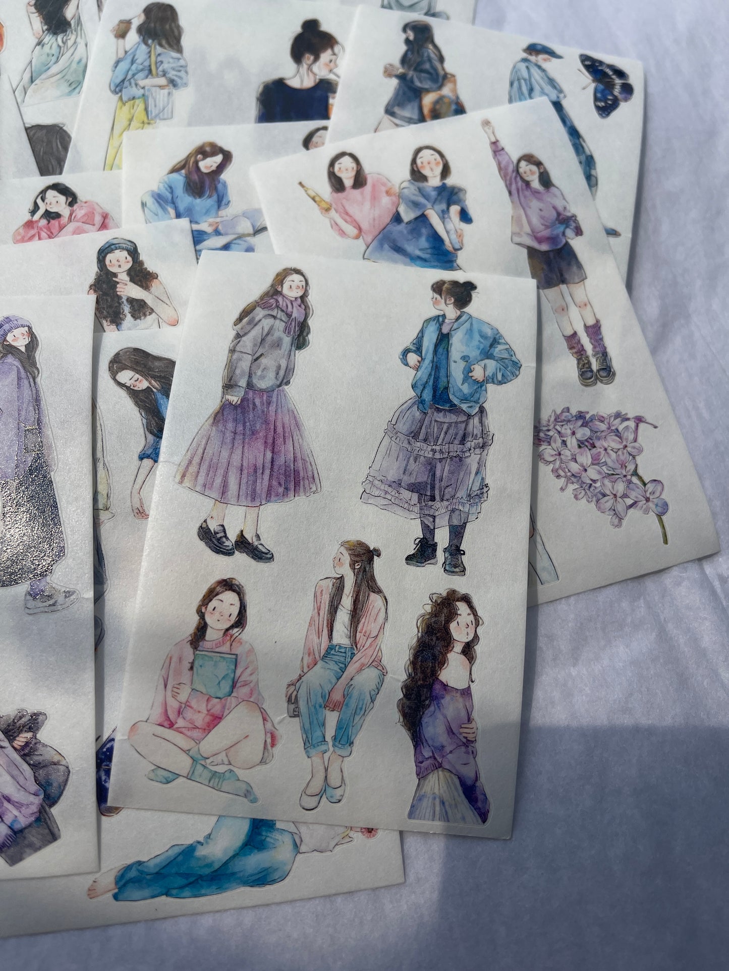 ‌DingDing【M6-Washi Paper】Mini Pre-Cut 117PCS Archive Vintage Portrait Stickers,Limited Edition Classic Collection for DIY Journal, Scrapbook & Crafts