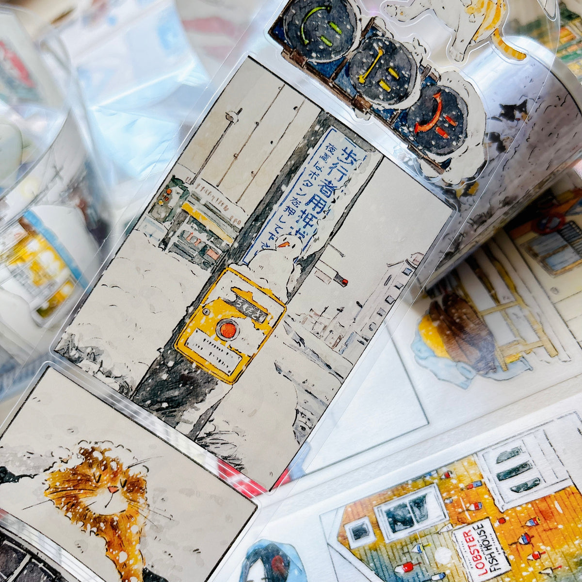 DingDing Vol.17【65#There is Winter】Original Design Pre-Cut Washi/PET Tape Stickers,for Scrapbook Supplies,Journaling,Junk Journal,Bullet Journal,Planner Stickers