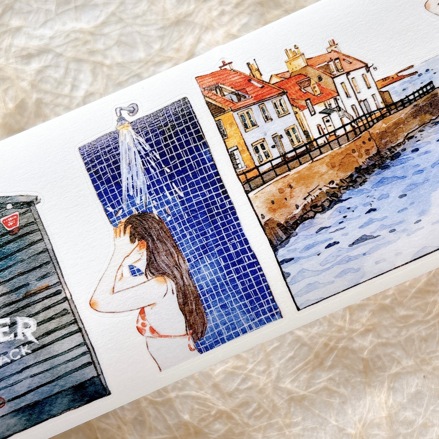 Seahorse Forest Vol11【A66#Anecdotes from Coast】Vintage Scene Original Design Pre-Cut Washi/PET Tape Stickers,for Scrapbook Supplies,Junk Journal Supplies