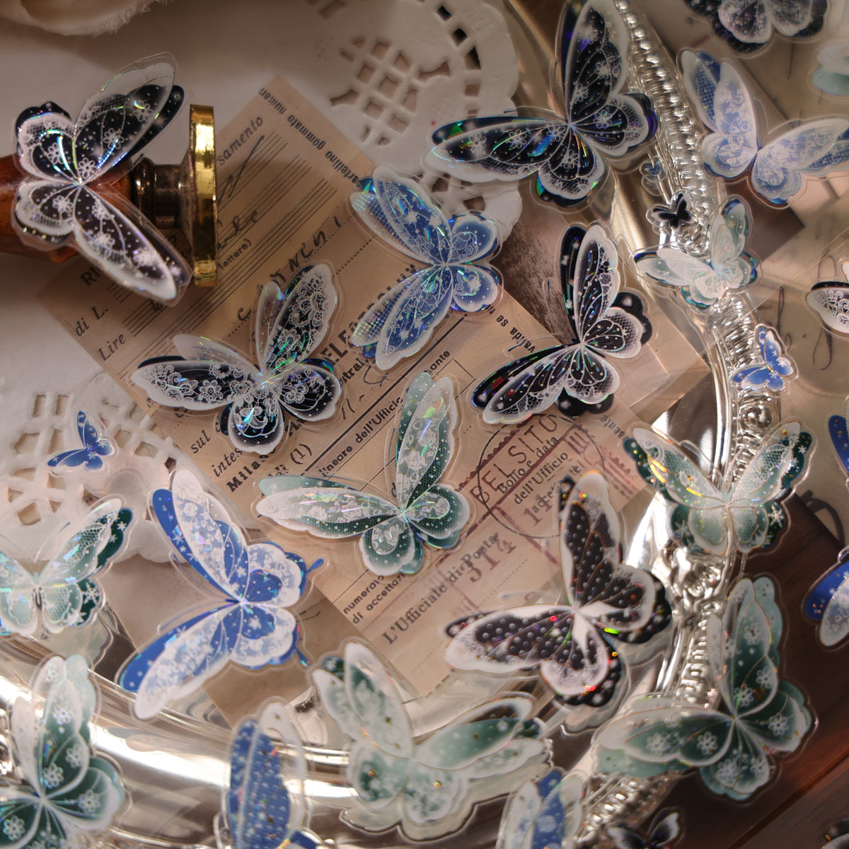 YiEr Vol18【Glasswing Butterfly】Pre-cut Orginal Design Butterfly Washi Tape and PET Stickers