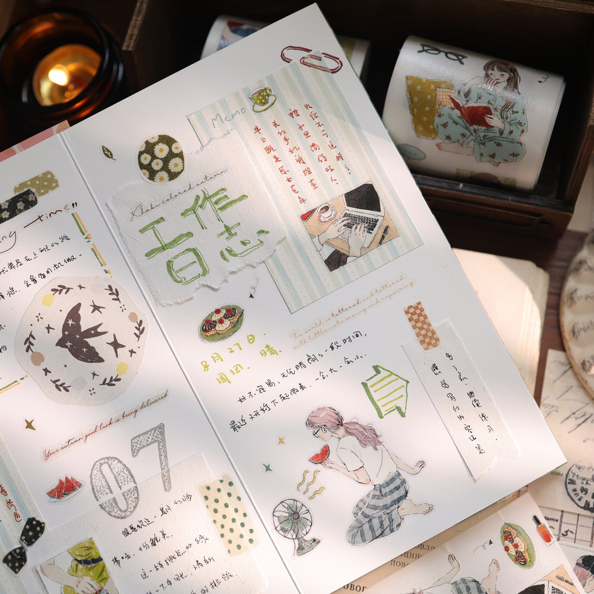 YiEr Vol18【Slow Daily Life】Salt Series Pre-cut Orginal Design Travel Character Storyboard Washi Tape and PET Stickers