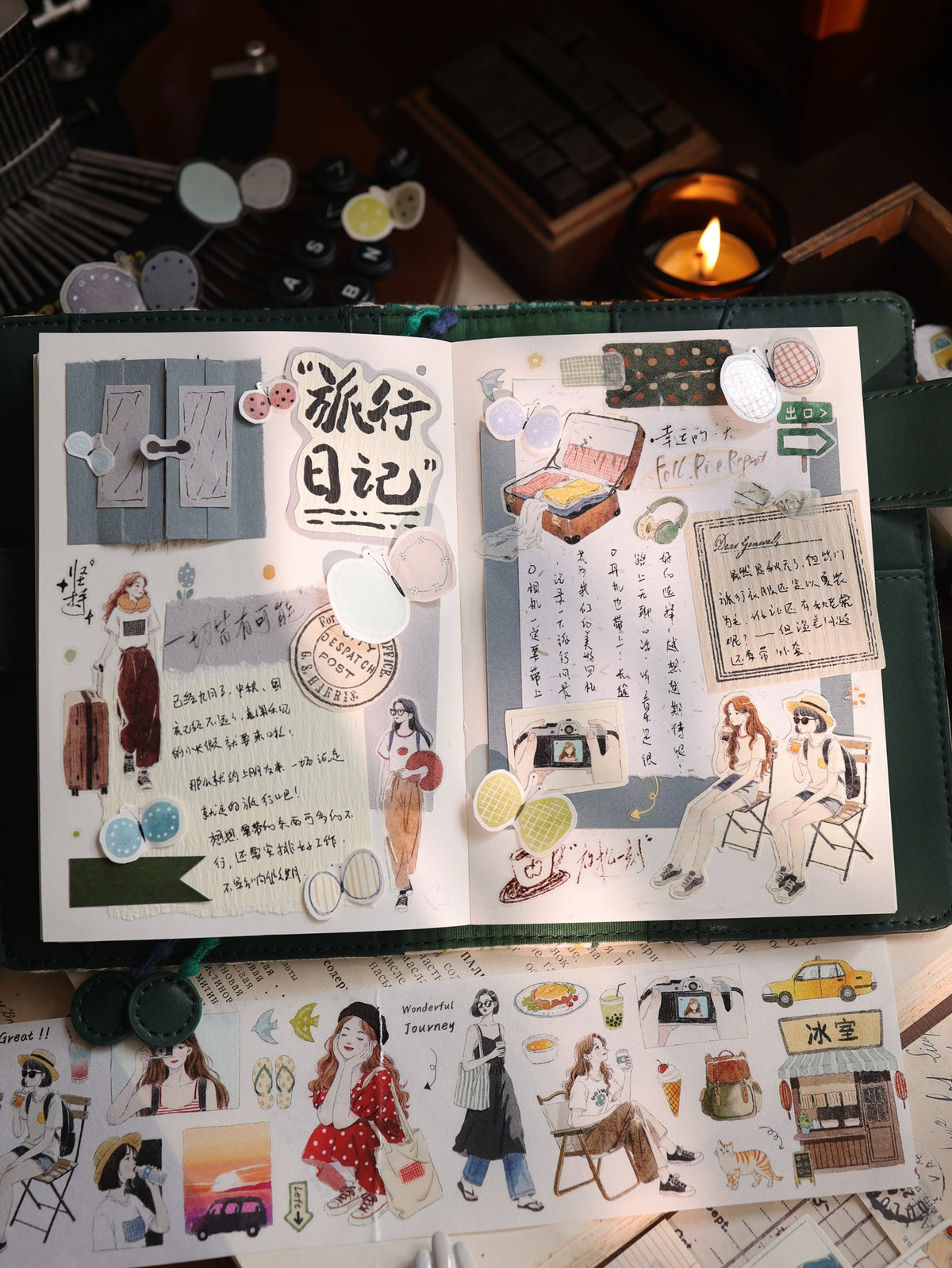 YiEr Vol18【Journey】Salt Series Pre-cut Orginal Design Travel Character Storyboard Washi Tape and PET Stickers