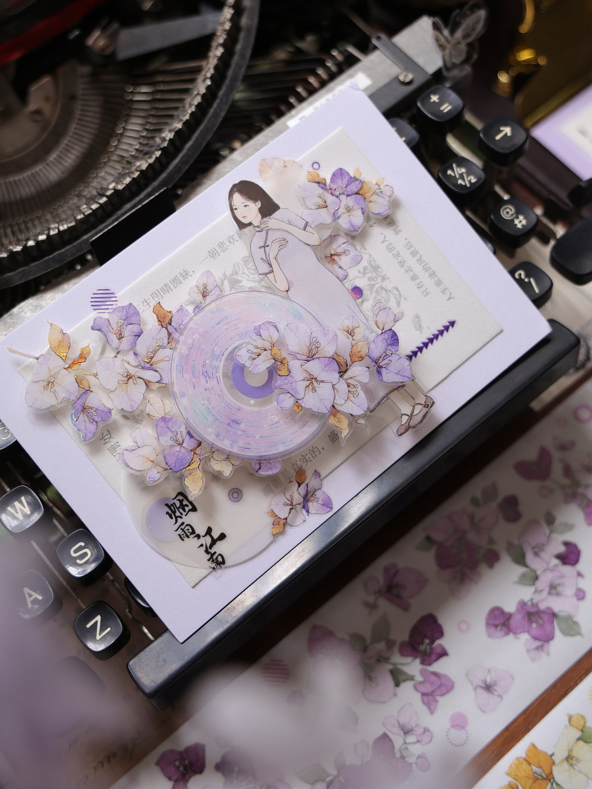 YiEr Vol18【Bougainvillea】Pre-cut Orginal Design Follower Washi Tape and PET Stickers