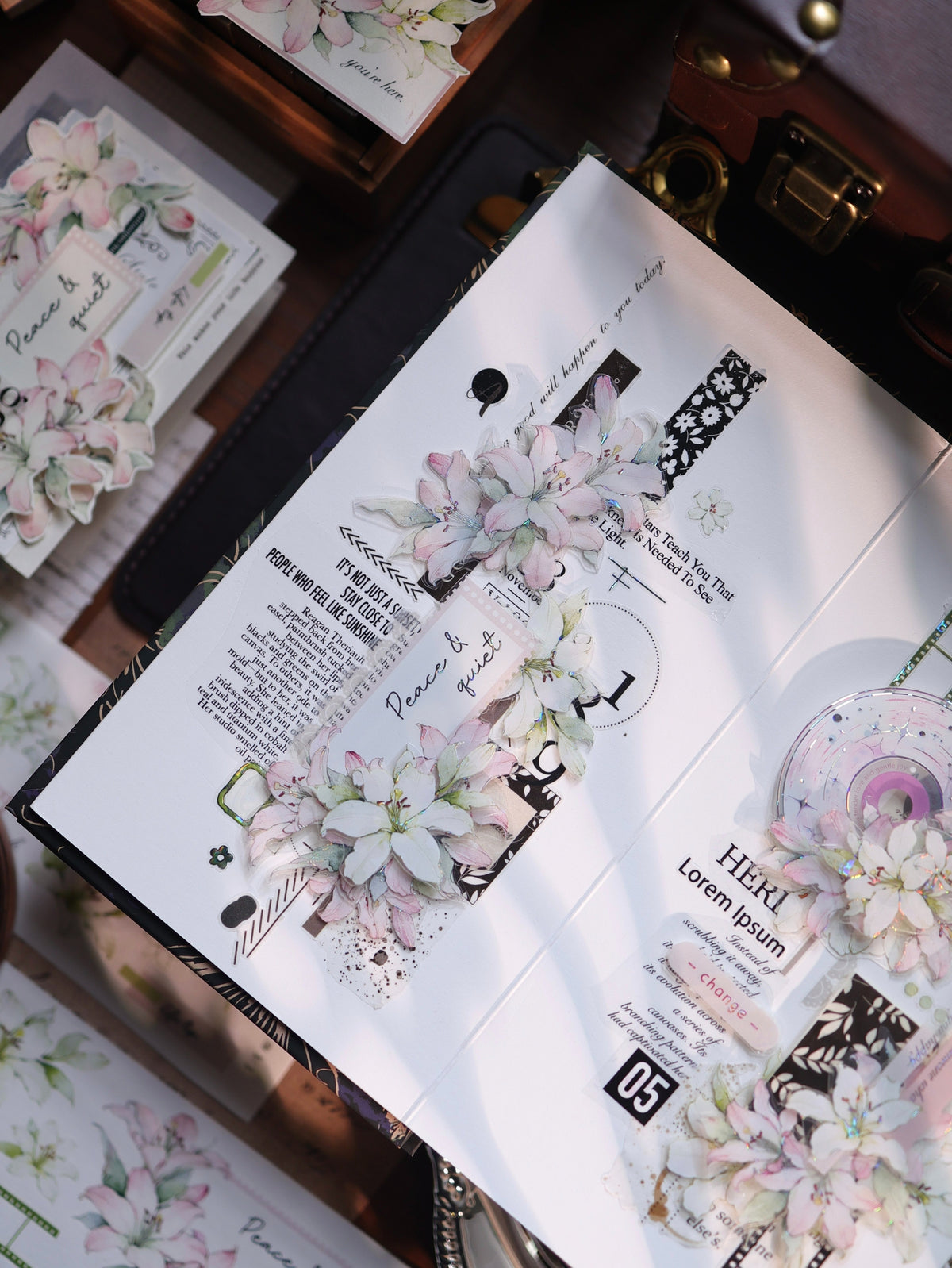 YiEr Vol18【Faint-Mist Lily】Pre-cut Orginal Design Follower Washi Tape and PET Stickers