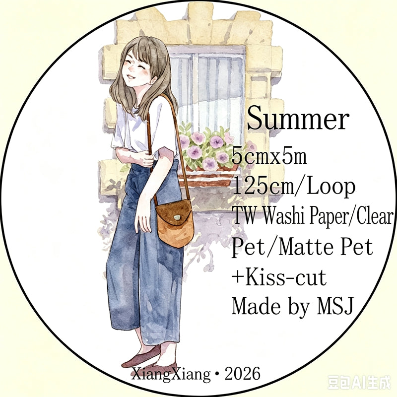 Xiangxiang Vol6【Summer】Light Retro Character Scenery Orginal Design Washi Pet Tape Landscaping Stickers